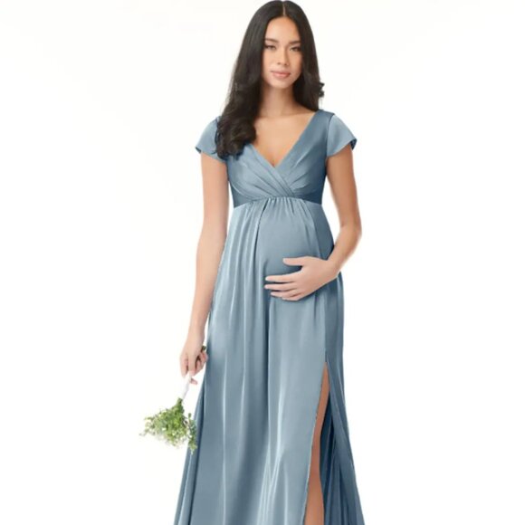 Azazie Blue Maternity Dress Size 4 - Picture 1 of 4